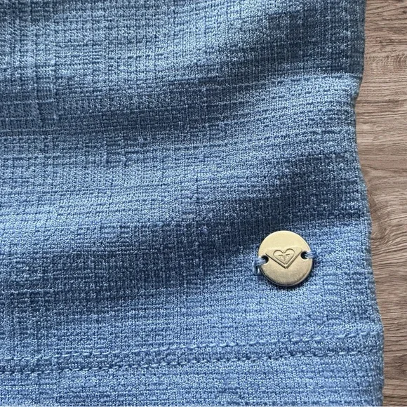 Roxy Good Keepsake Crop Top Blue Textured Tank Womens M - Picture 5 of 7